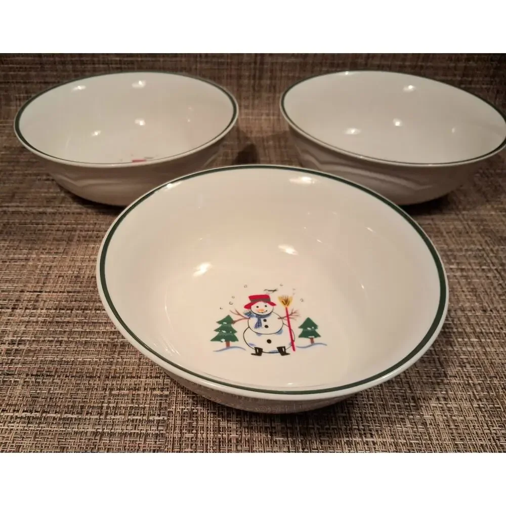 Pfaltzgraff Snow Village Cereal Bowls Set of 3
